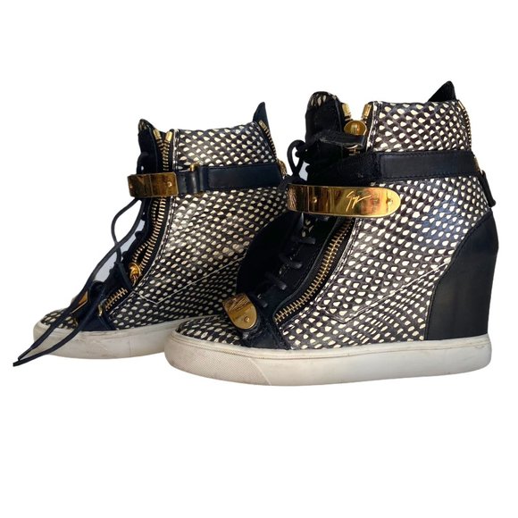 Giuseppe Zanotti Animal Snake Print High Top Leather Wedge Sneaker Size 39 - Picture 9 of 11
